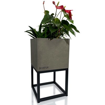 FLEXISTYLE Kwietnik Loft Fiorino Szary 22X22X40 Cm FLEXISTYLE Kwietnik Loft Fiorino Szary 22X22X40 Cm