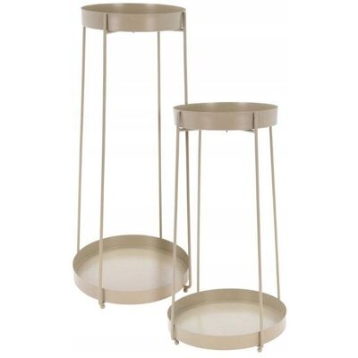 Koopman Kwietnik metalowy stojący zestaw na 4 doniczki beżowy 27x58cm Koopman Kwietnik metalowy stojący zestaw na 4 doniczki beżowy 27x58cm
