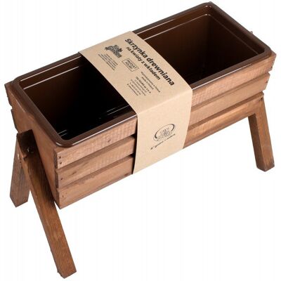 Kwietnik Skrzynka Na Kwiaty Na Nóżkach Z Wkładem - Brązowy 46x21x28 Cm Tin Tours Kwietnik Skrzynka Na Kwiaty Na Nóżkach Z Wkładem - Brązowy 46x21x28 Cm Tin Tours