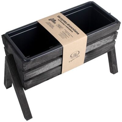 Kwietnik Skrzynka na kwiaty na Nóżkach z wkładem - Czarny 46x21x28 cm Tin Tours Kwietnik Skrzynka na kwiaty na Nóżkach z wkładem - Czarny 46x21x28 cm Tin Tours