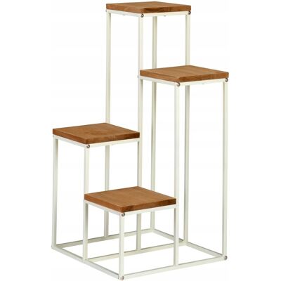 Koopman Kwietnik stojak na 4 doniczki bambus metalowy biały składany 34x67cm Koopman Kwietnik stojak na 4 doniczki bambus metalowy biały składany 34x67cm