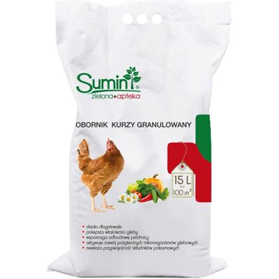 SUMIN Obornik Kurzy Granulowany - Nawóz Naturalny 15 l SUMIN Obornik Kurzy Granulowany - Nawóz Naturalny 15 l