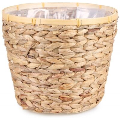 Tin Tours Okrągły Kosz Osłonka Na Kwiaty Z Hiacynta Wodnego Z Folią 30x30x25 Cm Tin Tours Okrągły Kosz Osłonka Na Kwiaty Z Hiacynta Wodnego Z Folią 30x30x25 Cm