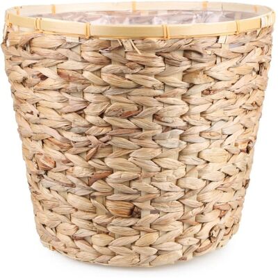 Tin Tours Okrągły Kosz Osłonka Na Kwiaty Z Hiacynta Wodnego Z Folią 35x35x30 Cm Tin Tours Okrągły Kosz Osłonka Na Kwiaty Z Hiacynta Wodnego Z Folią 35x35x30 Cm