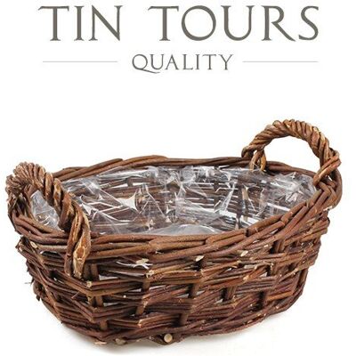 Tin Tours OWALNY WIKLINOWY KOSZYK DO OBSADZANIA Z FOLIĄ 37x28x14/18 cm Tin Tours OWALNY WIKLINOWY KOSZYK DO OBSADZANIA Z FOLIĄ 37x28x14/18 cm