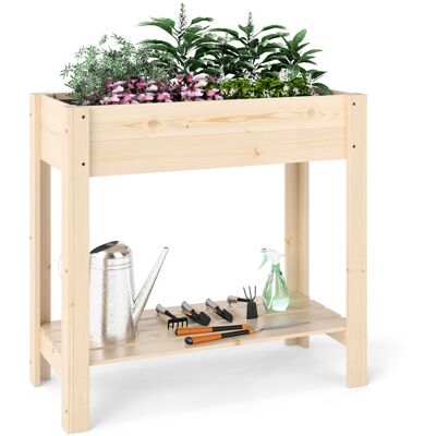 COSTWAY Podwyższona Grządka Drewniana Skrzynia Na Kwiaty 81 X 37 X 77 Cm COSTWAY Podwyższona Grządka Drewniana Skrzynia Na Kwiaty 81 X 37 X 77 Cm