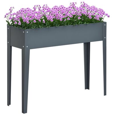 Podwyższona grządka Outsunny, ogród ziołowy, donica z 3 otworami drenażowymi, skrzynka na kwiaty z nóżkami, metalowa, 100 x 30 x 80 cm Podwyższona grządka Outsunny, ogród ziołowy, donica z 3 otworami drenażowymi, skrzynka na kwiaty z nóżkami, metalowa, 100 x 30 x 80 cm