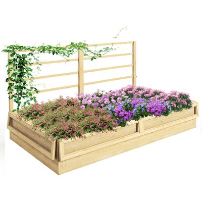 Podwyższona grządka Outsunny z kratownicą, ogród ziołowy, drewniana donica, skrzynka na kwiaty do ogrodu, balkon, drewno naturalne, 183 x 98,5 x 95 cm Podwyższona grządka Outsunny z kratownicą, ogród ziołowy, drewniana donica, skrzynka na kwiaty do ogrodu, balkon, drewno naturalne, 183 x 98,5 x 95 cm