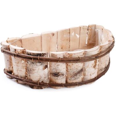 Tin Tours Półokrągła Skrzynka Na Kwiaty Z Brzozy Z Folią 44X28X13 Cm Tin Tours Półokrągła Skrzynka Na Kwiaty Z Brzozy Z Folią 44X28X13 Cm