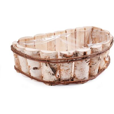 Tin Tours Półokrągła Skrzynka Na Kwiaty Z Brzozy Z Folią 53X30X15 Cm Tin Tours Półokrągła Skrzynka Na Kwiaty Z Brzozy Z Folią 53X30X15 Cm