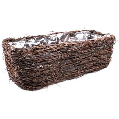Tin Tours Prostokątna Balkonówka Kosz Na Kwiaty Z Brzozy Z Folią 51X21X17 Cm Tin Tours Prostokątna Balkonówka Kosz Na Kwiaty Z Brzozy Z Folią 51X21X17 Cm