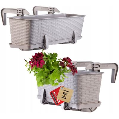KADAX Skrzynka Balkonowa 40+60cm Doniczka Donica Na Kwiaty Podstawka Uchwyty 2szt KADAX Skrzynka Balkonowa 40+60cm Doniczka Donica Na Kwiaty Podstawka Uchwyty 2szt