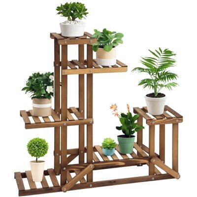 Stojak Na Kwiaty Outsunny, Półka Na Rośliny, 6 Poziomów, Czteropoziomowy, Drabinka Na Kwiaty, Lite Drewno, Opalane, 98 X 28 X 96,5 Cm Stojak Na Kwiaty Outsunny, Półka Na Rośliny, 6 Poziomów, Czteropoziomowy, Drabinka Na Kwiaty, Lite Drewno, Opalane, 98 X 28 X 96,5 Cm