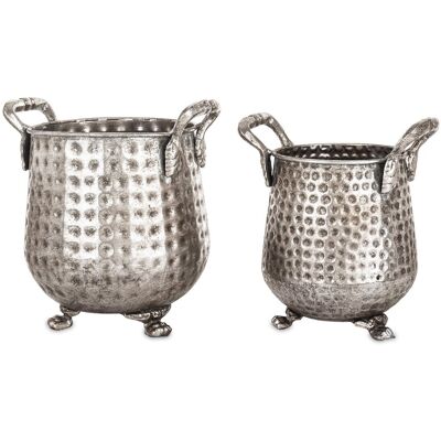 ART Stylowe Srebrne Osłonki Na Nóżkach Komplet 2 Sztuki Metalowe Retro Vintage ART Stylowe Srebrne Osłonki Na Nóżkach Komplet 2 Sztuki Metalowe Retro Vintage
