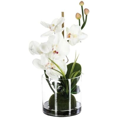 Atmosphera Sztuczna orchidea ze szklanym wazonem biała Atmosphera Sztuczna orchidea ze szklanym wazonem biała