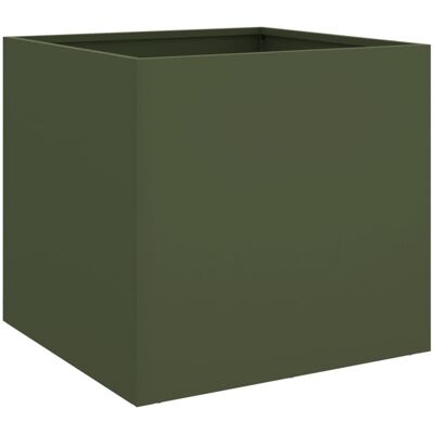 vidaXL Oliwkowa Zielona Stalowa Doniczka 42x40x39 cm - Doniczka vidaXL Oliwkowa Zielona Stalowa Doniczka 42x40x39 cm - Doniczka