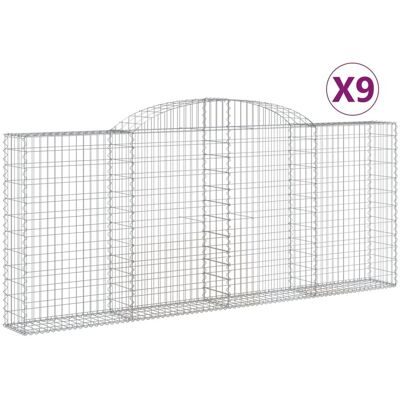 vidaXL Łukowate gabiony 9 szt 300x30x120/140 cm - Mur gabionowy vidaXL Łukowate gabiony 9 szt 300x30x120/140 cm - Mur gabionowy