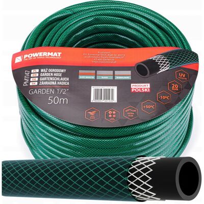 Wąż ogrodowy do wody 1/2'' 50m 3 warstwowy 20 bar Powermat GARDEN 1/2' 50m Wąż ogrodowy do wody 1/2'' 50m 3 warstwowy 20 bar Powermat GARDEN 1/2' 50m