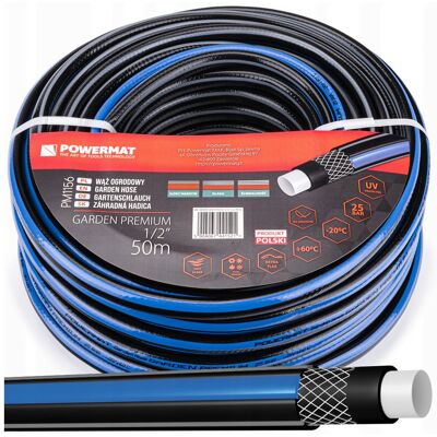 Wąż ogrodowy do wody 1/2'' 50m 4 warstwowy 25 bar Powermat GARDEN PREMIUM 1/2' 50m Wąż ogrodowy do wody 1/2'' 50m 4 warstwowy 25 bar Powermat GARDEN PREMIUM 1/2' 50m
