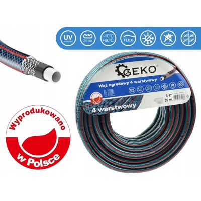 Geko Wąż Ogrodowy Do Wody Nawadniania 4-Warstwowy 3/4' 30m Geko Wąż Ogrodowy Do Wody Nawadniania 4-Warstwowy 3/4' 30m