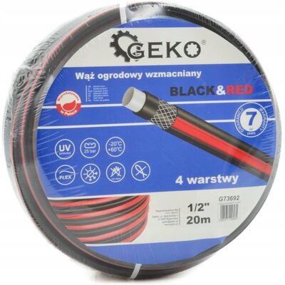 GEKO - BLACK&RED 1/2 30m - 4-layer - reinforced - Wąż Ogrodowy GEKO - BLACK&RED 1/2 30m - 4-layer - reinforced - Wąż Ogrodowy