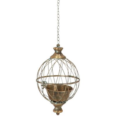 Esschert Design Wisząca Donica Kula Z Metalu Złoto-Miedziana Vintage 32,5 Cm Esschert Design Wisząca Donica Kula Z Metalu Złoto-Miedziana Vintage 32,5 Cm