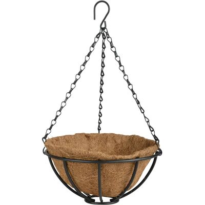 Esschert Design Wiszący kosz na kwiaty Loft 25,5 cm metalowy z wkładem kokosowym czarny do ogrodu na balkon taras Esschert Design Wiszący kosz na kwiaty Loft 25,5 cm metalowy z wkładem kokosowym czarny do ogrodu na balkon taras