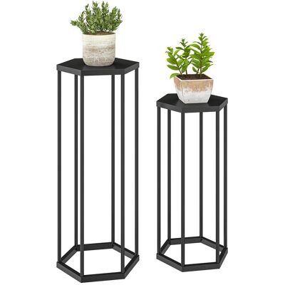 Zestaw 2 stojaków na rośliny Outsunny, 75/60 cm, metalowa półka na rośliny, stołek na kwiaty, stojak na doniczki do dekoracji ogrodu i balkonu, czarny Zestaw 2 stojaków na rośliny Outsunny, 75/60 cm, metalowa półka na rośliny, stołek na kwiaty, stojak na doniczki do dekoracji ogrodu i balkonu, czarny
