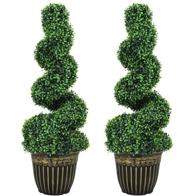Zestaw 2 sztucznych bukszpanów HOMCOM, spirala 90 cm, sztuczne rośliny w doniczkach, sztuczne drzewa, sztuczne rośliny, realistyczny wygląd do salon.. Zestaw 2 sztucznych bukszpanów HOMCOM, spirala 90 cm, sztuczne rośliny w doniczkach, sztuczne drzewa, sztuczne rośliny, realistyczny wygląd do salon..