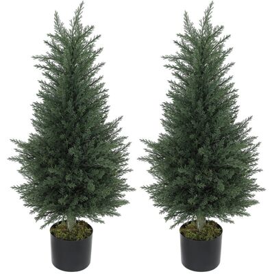 Zestaw 2 sztucznych cyprysów HOMCOM, 90 cm, z mchem, plastikowe rośliny w doniczkach z filtrem UV, sztuczne drzewa, sztuczne rośliny, realistyczny s.. Zestaw 2 sztucznych cyprysów HOMCOM, 90 cm, z mchem, plastikowe rośliny w doniczkach z filtrem UV, sztuczne drzewa, sztuczne rośliny, realistyczny s..