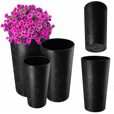 KADAX ZESTAW 3 SZT DONICZKA DONICA + WKŁAD GRAFIT KWIETNIK WYSOKA OGRODOWA 57cm KADAX ZESTAW 3 SZT DONICZKA DONICA + WKŁAD GRAFIT KWIETNIK WYSOKA OGRODOWA 57cm