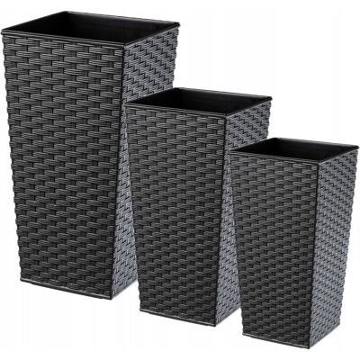 KADAX ZESTAW 3 szt DONICZKA DONICA WKŁAD OGRODOWA KWIETNIK WYSOKA GRAFIT 68cm KADAX ZESTAW 3 szt DONICZKA DONICA WKŁAD OGRODOWA KWIETNIK WYSOKA GRAFIT 68cm
