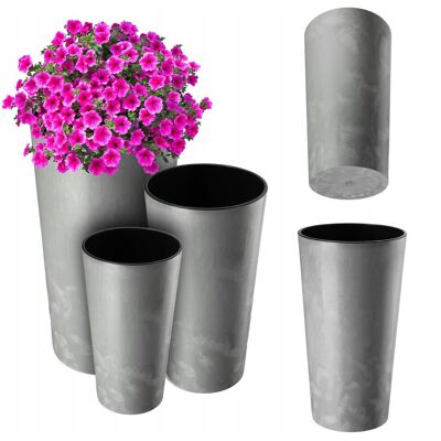 KADAX ZESTAW 3 SZT DONICZKA DONICA + WKŁAD SZARA KWIETNIK WYSOKA OGRODOWA 57cm KADAX ZESTAW 3 SZT DONICZKA DONICA + WKŁAD SZARA KWIETNIK WYSOKA OGRODOWA 57cm