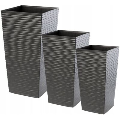 KADAX Zestaw 3x Donica Doniczka Wkład Wysoka Grafit 68cm KADAX Zestaw 3x Donica Doniczka Wkład Wysoka Grafit 68cm
