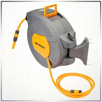 Powermat Bęben Na Wąż Ogrodowy Automatyczny Zwijacz Węża Naścienny Zwijak 1/2 20m Powermat Bęben Na Wąż Ogrodowy Automatyczny Zwijacz Węża Naścienny Zwijak 1/2 20m