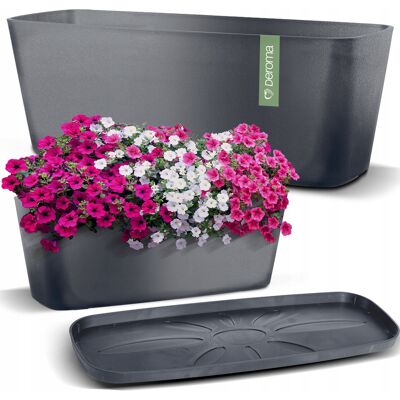 DONICA BALKONOWA KWIETNIK DUŻA Z PODSTAWKĄ DEROMA 59CM BOX ORIGIN SZARA DONICA BALKONOWA KWIETNIK DUŻA Z PODSTAWKĄ DEROMA 59CM BOX ORIGIN SZARA