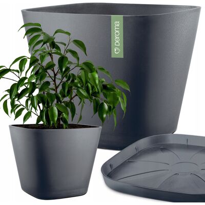 DONICA BALKONOWA PLASTIKOWA Z OSŁONKĄ DEROMA 38CM QUADRO ORIGIN SZARA DONICA BALKONOWA PLASTIKOWA Z OSŁONKĄ DEROMA 38CM QUADRO ORIGIN SZARA