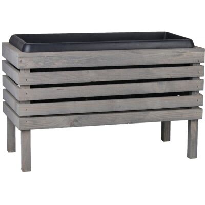 Tin Tours Drewniany Kwietnik Na Nóżkach Z Wkładem - Szary 64x30x39/42 Cm Tin Tours Drewniany Kwietnik Na Nóżkach Z Wkładem - Szary 64x30x39/42 Cm