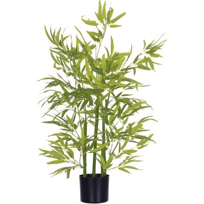 HOMCOM Duży sztuczny bambus w doniczce, 90 cm, do salonu, zielony HOMCOM Duży sztuczny bambus w doniczce, 90 cm, do salonu, zielony