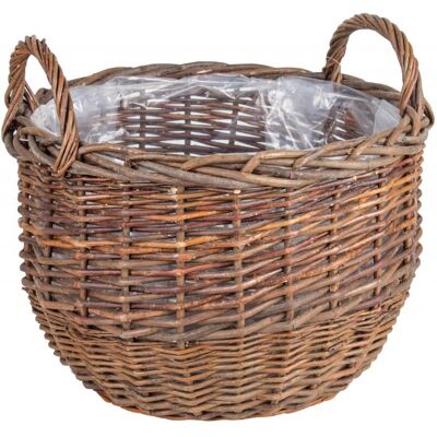 Okrągły Kosz Wiklinowy Z Uchwytami 35x35x23/30 Cm Tin Tours Okrągły Kosz Wiklinowy Z Uchwytami 35x35x23/30 Cm Tin Tours