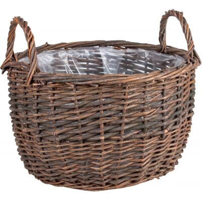 Okrągły Kosz Wiklinowy Z Uchwytami 45x45x28/38 Cm Tin Tours Okrągły Kosz Wiklinowy Z Uchwytami 45x45x28/38 Cm Tin Tours
