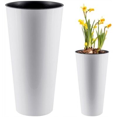 PROSPERPLAST Połyskująca Doniczka Donica Wysoka Na Balkon Z Wkładem Tubus Slim Shine PROSPERPLAST Połyskująca Doniczka Donica Wysoka Na Balkon Z Wkładem Tubus Slim Shine