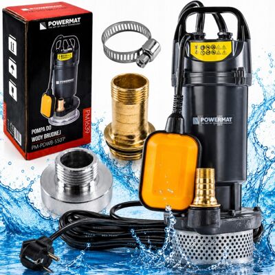 Powermat POMPA DO WODY BRUDNEJ CZYSTEJ ZATAPIALNA 550W 14M ZŁĄCZE 1' PŁYWAK ADAPTERY Powermat POMPA DO WODY BRUDNEJ CZYSTEJ ZATAPIALNA 550W 14M ZŁĄCZE 1' PŁYWAK ADAPTERY