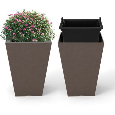COSTWAY Zestaw 2 Sztuk Kwadratowe Donice Z Wyjmowanym Środkiem 25 X 25 X 30 Cm COSTWAY Zestaw 2 Sztuk Kwadratowe Donice Z Wyjmowanym Środkiem 25 X 25 X 30 Cm
