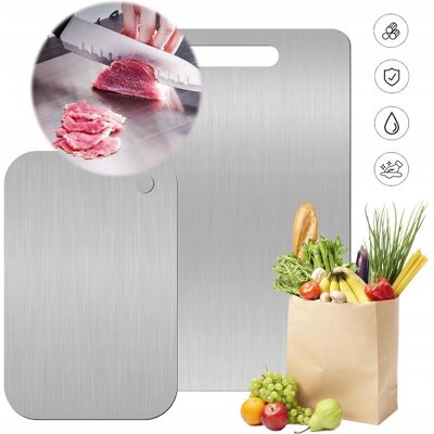 Inny producent 2-CZĘŚCIOWY ZESTAW DESEK DO KROJENIA DESKI DO KROJENIA ZE STALI NIERDZEWNEJ Inny producent 2-CZĘŚCIOWY ZESTAW DESEK DO KROJENIA DESKI DO KROJENIA ZE STALI NIERDZEWNEJ
