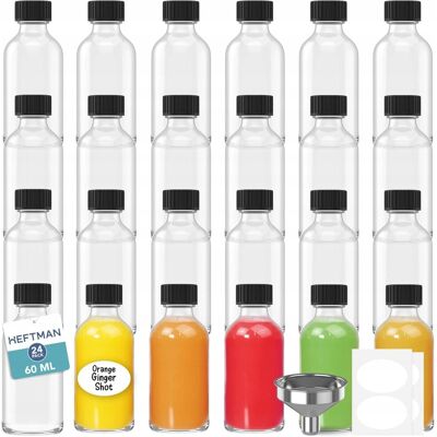 Inny producent 24x Szklane Butelki Do Shotów 60ml Etykiety 3 Lejki Inny producent 24x Szklane Butelki Do Shotów 60ml Etykiety 3 Lejki