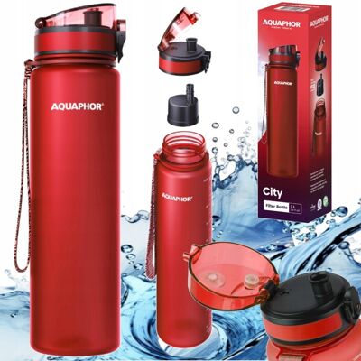 Aquaphor City butelka filtrująca na wodę 1l czerwona + wkład filtrujący Aquaphor City butelka filtrująca na wodę 1l czerwona + wkład filtrujący