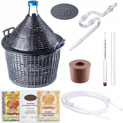 KADAX Balon Dama Na Wino Gąsior 10l + Korek Rurka Fermentacyjna Zestaw Winiarski KADAX Balon Dama Na Wino Gąsior 10l + Korek Rurka Fermentacyjna Zestaw Winiarski