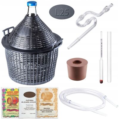 KADAX Balon Dama Na Wino Gąsior 25l + Korek Rurka Fermentacyjna Zestaw Winiarski KADAX Balon Dama Na Wino Gąsior 25l + Korek Rurka Fermentacyjna Zestaw Winiarski