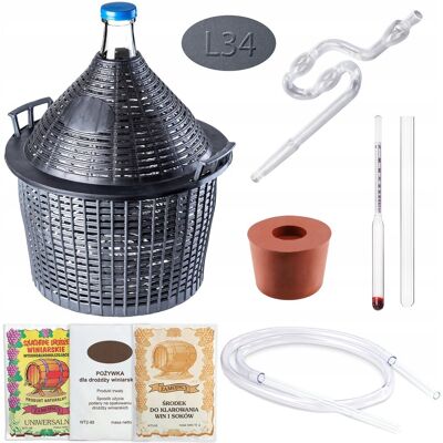 KADAX Balon Dama Na Wino Gąsior 34l + Korek Rurka Fermentacyjna Zestaw Winiarski KADAX Balon Dama Na Wino Gąsior 34l + Korek Rurka Fermentacyjna Zestaw Winiarski